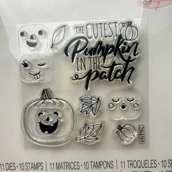 Brand New set of 12 clear stamps & 1 set of Halloween Fall die cuts card making - Picture 15 of 16